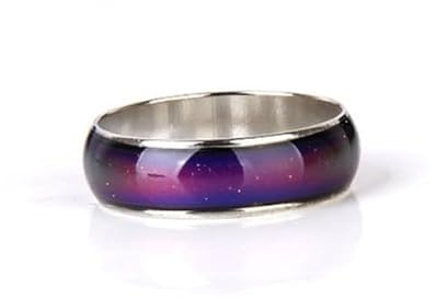 PACKOVE Anillo de estado de ánimo, unisex, cambio de color, detección de temperatura, acero inoxidable (15,6 mm)