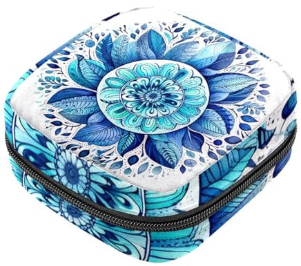 Sacchetto di immagazzinaggio del tovagliolo sanitario,Borsa mestruale,Borsa per cuscinetti,Foglie mandala etniche bohemiene,Sacchetto di periodo