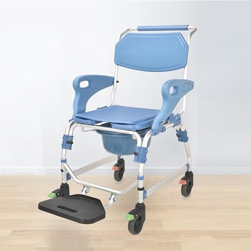 LIBRACTA Toilettenstuhl Fahrbar Toilettenstuhl Für Senioren Mit Rollen, WC Stuhl Toilettenstuhl Duschstuhl Mit Rollen Für Behinderten, Nachtstuhl Für Erwachsene, Bis 150 Kg