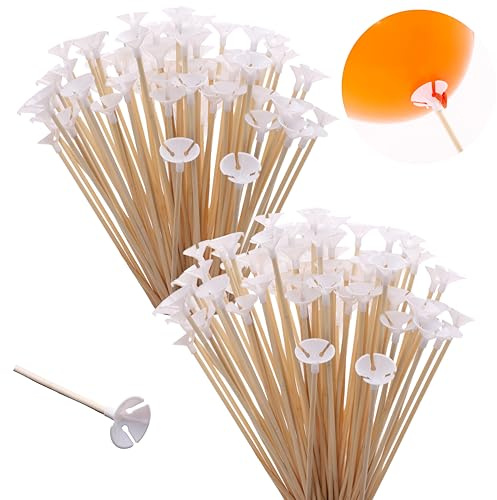 Toyland® Confezioni di bastoncini e tazze per palloncini in bambù da 200-32 cm (12,5) - Ecologici, riutilizzabili e riciclabili - Decorazioni per feste e feste