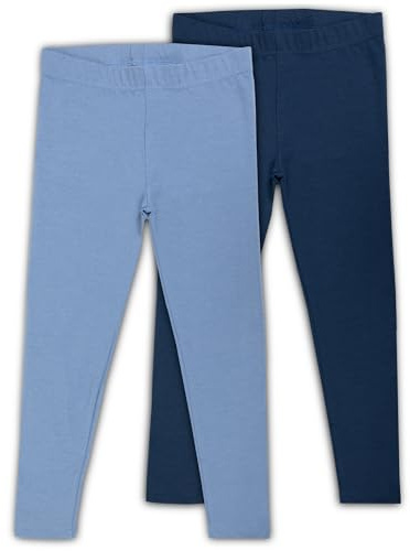 SES Barn leggings flickor 104/110-140/146, 2-pack av bomull/mjuka och bekväma leggings för flickor/flickor – perfekt för lek och vardags/snygga barnleggings, Jeans/marinblå, 116/122 cm