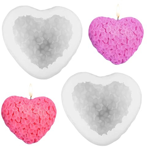 2 Stück Silikonform,Liebe Herzform 3D Herz Seifenform Kuchen Form Herz Silikonform aus Epoxidharz Für DIY Handgemachte Seifen-Fertigkeiten Silikon Herz Anhänger Formen