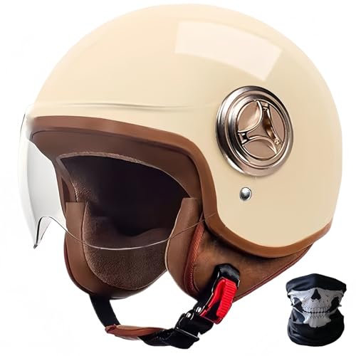 STRTG 3/4 Retro-Motorradhelm,Rollerhelm Mit Visier,ECE-Zugelassener Retro-Jet-Helm Für Damen Und Herren,Moped,Motorrad Für Vespa, ATV, Moped 10