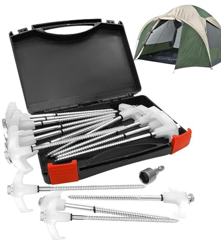 Zeltheringe zum Einschrauben, Zeltheringe, 15 Zeltheringe, bohrbare Bodenpfähle, Campingzeltheringe, robuste Campingheringe, zum Einschrauben, Zeltheringe zum Einschrauben, Zeltheringe für Camping,