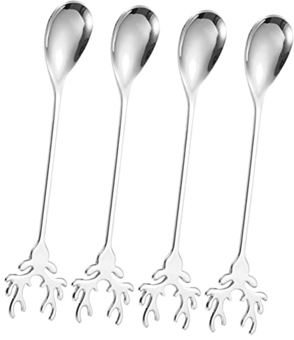 TOPBATHY 16pcs Mixing Spoons Serving Spoons Stainless Steel Dishwasher Safe Reindeer Handle