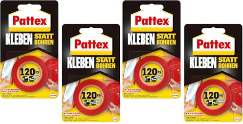 Henkel Pattex adesivo invece di foratura Nastro adesivo, biadesivo extra forte, doppio per lavori montaggio interni ed esterni, fissaggio a parete senza fori, kit con 2 pezzi (Confezione da 2)