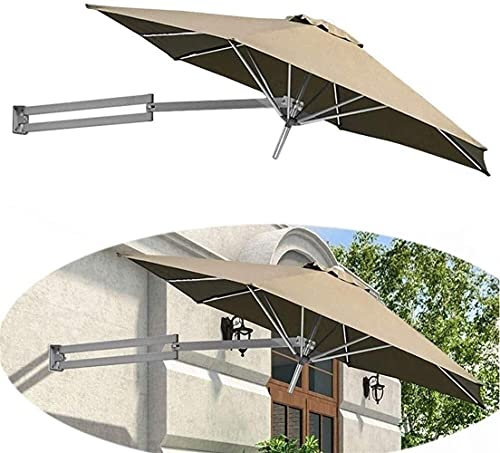 JDQTPOET Sun Parasol Umbrella Garden Parasols Wall-Mounted Outdoor Umbrella with Metal Pole Sun Shade & UV-proof Umbrella, 7ft / 2.2m