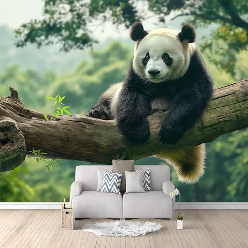 Vliestapete Tier Panda Muster tapeten, 300 x 210 cm Wohnzimmer Schlafzimmer Kinderzimmer Moderne tapete, Grün Büro Flur Wanddeko Art Fototapete