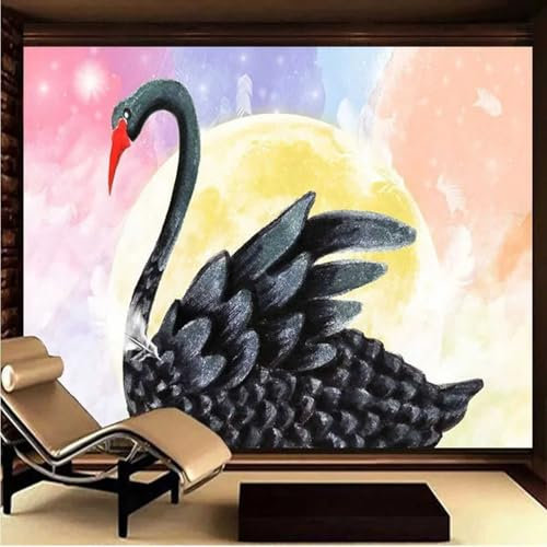 Kitquiver 3D Schwanentier Tapete 3D Effekt 3D Cartoon Tiere 3D Foto Tapete Wandbild Wohnzimmer Schlafzimmer Decke Hintergrund Dekoration Malerei 400x280cm