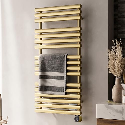 Terma Electric Towel Rail, Steel, Brass, 1140h x 500w (mm) [600w]
