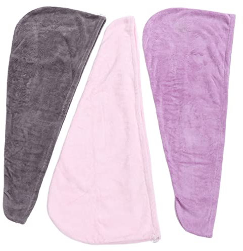 Gsycle 3 panni per capelli da donna, in morbida microfibra spessa, panno per asciugacapelli, copertura per capelli, per dormire, asciugamani da bagno