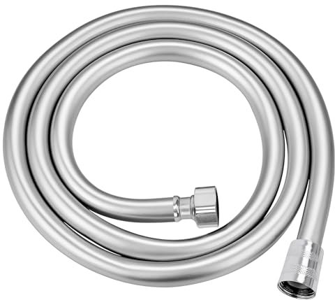 Tubo Doccia Flessibile in PVC 1.5m - Anti Torsione ad Alta Pressione, Alta Resistenza e Protezione - Argento