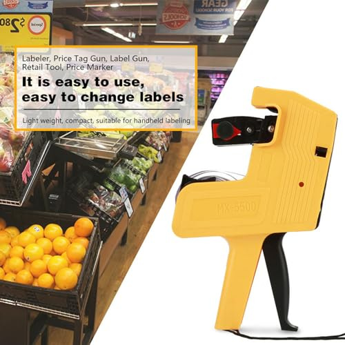 KIMISS MX-5500 Label, 8-Digit Price Labeler for Retail, Yellow - Includes Labels & Ink Refill