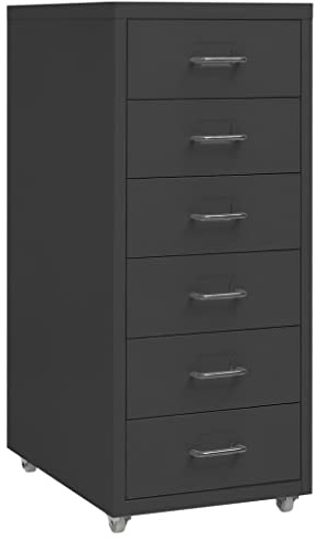 Myheimly Aktenschrank mit Rollen Rollcontainer Bürocontainer Schubladenschrank Büroschrank Metallschrank Schrank Metall Aktenschrank Anthrazit,6 Schubladen
