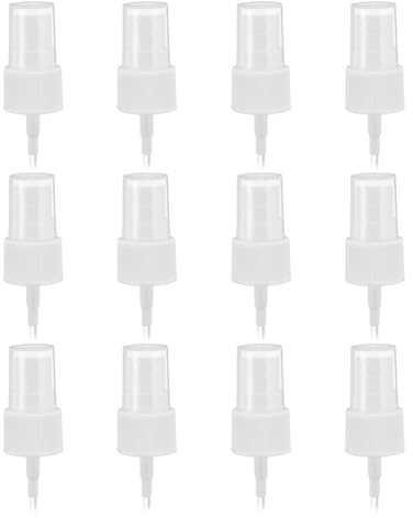 sourcing map 12 Pcs White Spray Top, 20/410 Fine Mist Sprayer Reusable Replacement Spray Bottle Pump Stripe Plastic Top for Cosmetic Perfume and Body Sprays Bottle