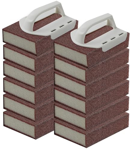garvonti Esponja mágica de carborundo, 12 piezas con 2 asas, borrador de limpieza de espuma de óxido para ollas, sartenes, fregadero, parrilla, esponjas de limpieza del hogar para cocina, baño