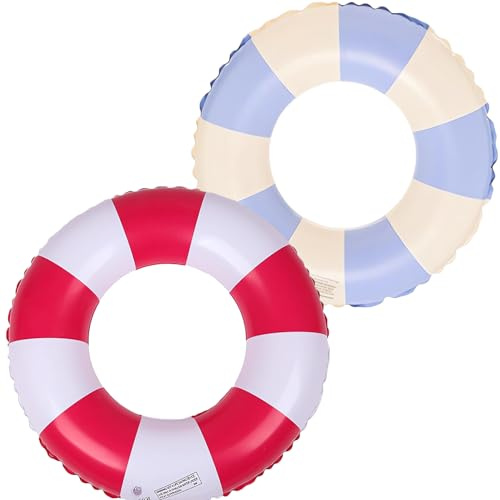 2 st simring för vuxna, luftmadrass, simdäck, uppblåsbara, uppblåsbara simbassänger, simring, tub, för sommarpoolfest (blå + röd)