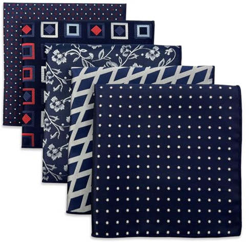 S&W SHLAX&WING 5er-Pack Herren Einstecktücher Set 32cm Formelle Herren Taschentücher für Anzüge Hochzeiten Smokings und Muster