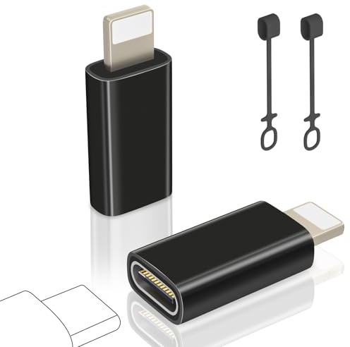 layajia USB C auf Lightning Adapter, Adapter USB C auf Lightning für iPhone 14/13/12/11/iPad/Airpads, Unterstützt Laden/Datensynchronisation, Nicht für Kopfhörer/Audio/OTG, Anti-Lost, 2 Stück, Schwarz