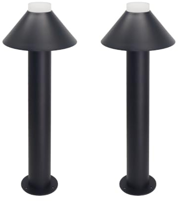 LUXULA 2 Stück Wegeleuchte mit Schirm GU10 60cm, IP44, Pollerleuchte | Bodenplatte und Erdspieß, Aluminium, LED Außenleuchte, Pollerleuchte, Stehleuchte für Garten, Terrasse und Wege