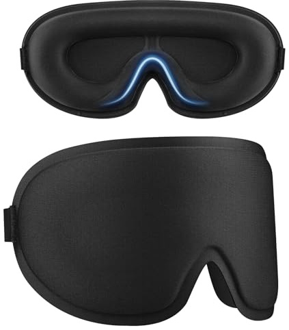 Wanme Mascherina per Dormire Donne Uomini，3D Maschera Occhi con Blocco Completo Della Luce per Dormiente Laterale, Benda Notturna Rilassante a Pressione Zero (Nero)