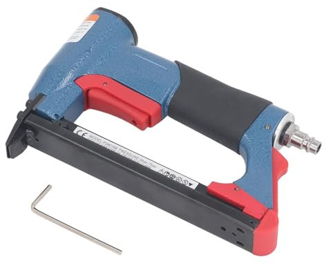 Grapadora Neumática de Aire, Clavadora Neumática con Antideslizante, Salida de Clavos de Alta Resistencia, Interruptor Táctil de Seguridad, Capacidad para 140 Clavos de 1/4