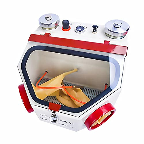 Twin-Pen Fine Blasting Unit Sandblasting Machine Metal Tanks with LED Light Large View Window Sandblasting Device Foot Pedal Control