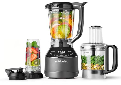 nutribullet Triple Prep System - Jug Blender, Personal Blender & Food Processor All in One - Blends Frozen Fruit, Nuts & Ice - For Smoothies & Juices, Black