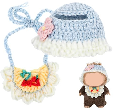 BCOATH Abbigliamento Bambole Compatibile Cappello Uncinetto e Bavaglino Adorabili per Bambole e Orsetti e Foto
