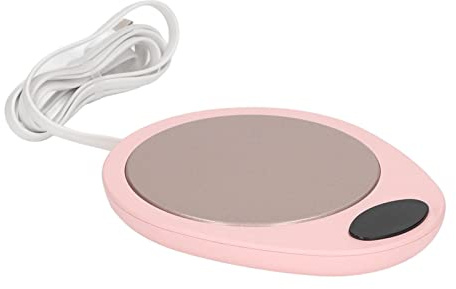 Keenso ABSSize Chauffe-tasse USB, plaque chauffante électrique pour tasses à café en céramique à 55 °C, température constante pour bureau et maison (rose blanc)