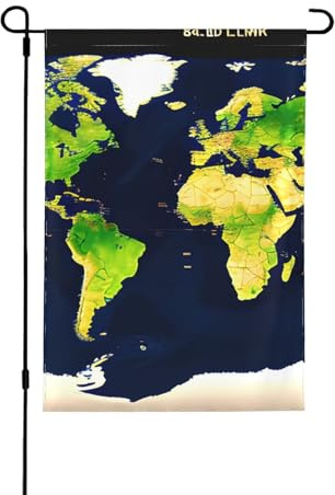 Carte du monde Drapeaux décoratifs pour l'extérieur, décoration de jardin double face pour toutes les saisons