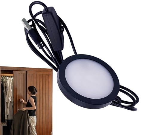 Wisylizv Iluminación Bajo Estante - Luz En Forma De Disco LED USB Con Carcasa De Aluminio - Iluminación Innovadora | Aparato Compacto Con Carcasa De Aluminio | Lámparas De Pared Para Armad