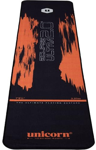 Unicorn Alfombrilla protectora para dardos Oche | Ultra 2.0 | Alfombra antideslizante con respaldo de goma | Regulación Internacional de 7 pies 9 1/4 pulgadas / 2.37 m de línea de lanzamiento | Negro