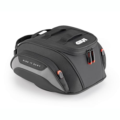 GIVI Borsa da Serbatoio Moto EASY01 Tanklock 6L con Copertura Antipioggia, Sistema M.O.L.L.E. e Cable Port – Nero