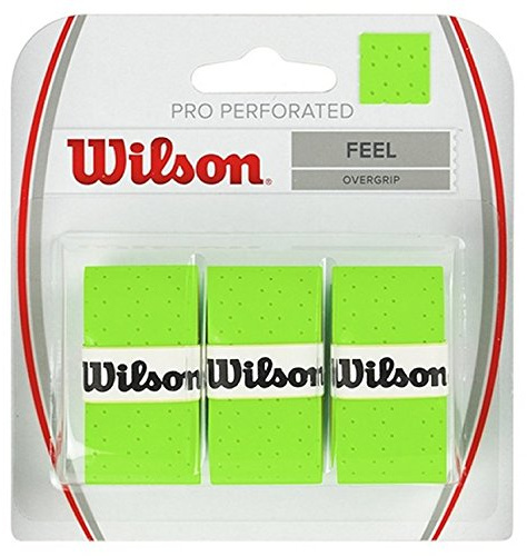 WILSON Pro Overgrip Perforated 3 Pack - Tennis - Badminton - Squash (Green)