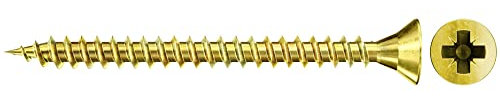 fischer ClassicFast II 3,5 x 40, gelbverzinkte Spanplattenschraube mit Senkkopf, Kreuzschlitz PZ und Vollgewinde, für eine universelle Verwendung in allen Holzbaustoffen, 1000 Stk