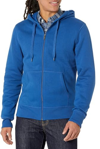 Amazon Essentials Men's Fleecetröja med hel dragkedja (finns i Big & Tall), Blå, XS