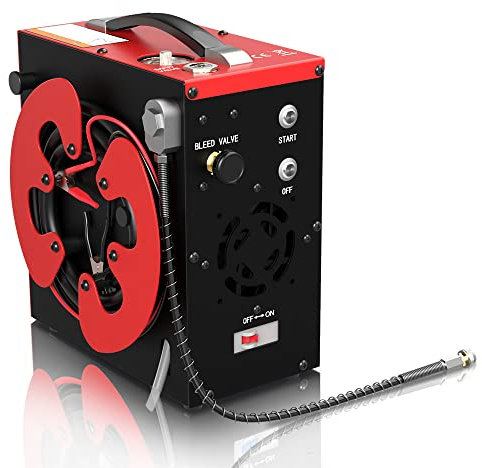 GX PUMP CS3 PCP Air Compressor, Auto-Stop,Oil-Free, Built-in Water-Oil Separator Filter, Powered by Car 12V DC or Home 220V-240V AC (Included), 4500Psi/30Mpa,Paintball/Scuba Tank Compressor Pump