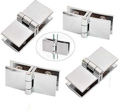 Pack of 4 180°Glass Door Hinge Made of Zinc Alloy, Glass Door Clip in, Easy Installation, Durable for Display Cabinets, Wine Cabinet, Bathroom Door