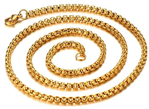 AMDXD Halskette, Erbskette Herren Halskette aus Titan Stahl, für Mann Frauen Kinder, Konfirmation Geschenke, Gold
