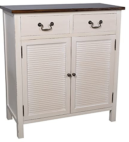 Kommode Bretagne Holz Vintage Look Creme weiß