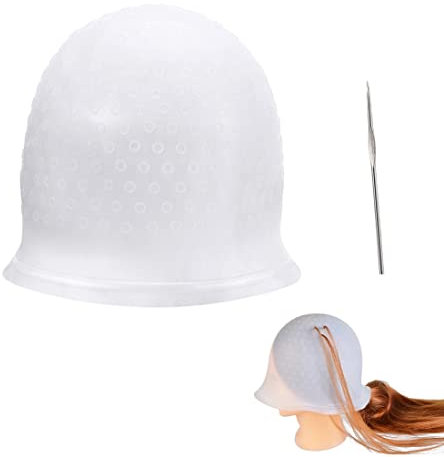 LIUJZZJ Trähnchenhaube Silikon Highlight Haar Kappe Strähnchenhaube Wiederverwendbar Salon Haar Farbstoff Kappe mit Haken Färben von Haaren