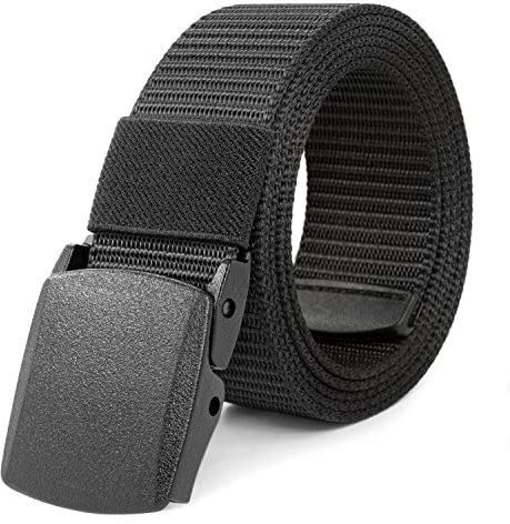 Ceinture Travail Homme,Ceinture Homme,Ceintures Réglable en Tissu Toile Pour Nylon Hommes Noir,Pas de Boucles Métalliques, Passe Rapidement Par la Sécurité de L'aéroport, Convient Pour et Les Voyages
