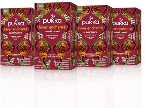 Pukka, Hiver Enchanté Bio, Biologique et Ayurvédique, Relaxant, 100% des Ingrédients Issus du Commerce Equitable, 4x20 Sachets, 80 Sachets