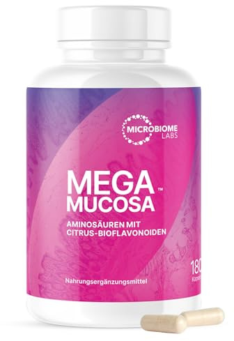 Microbiome Labs MegaMucosa - Schleimhaut-Support mit L-Glutamin, 180 Kaps | Mit L-Glutamin, Aminosäuren & Citrus-Bioflavonoiden (MicrobiomeX) zur Unterstützung der Darmbarriere, 180 vegane Kapseln.