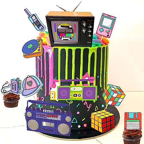 JeVenis Back to 90s Geburtstag Retro Tortendeko Radio Kuchen Deko Birthday Cake Topper 90s 80s Party Kindergeburtstag