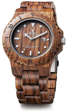 LeeEv Holz Armbanduhr, Herren Holzuhr für Herren handgefertigt Sandelholz Vintage Holzuhren Herren Geschenke