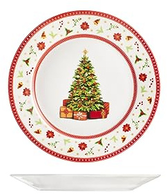 H&H Classy Christmas Obstteller, Steinzeug, Weihnachtsdekoration, 20 cm, 12 Stück