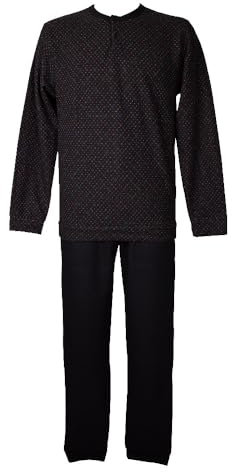 RAGNO Pigiama Uomo Invernale Eco Pile Punto Milano Collo Serafino Maglia e Pantaloni con Polsini Articolo U780N1, 139F Fantasia Notte, Taglia 54