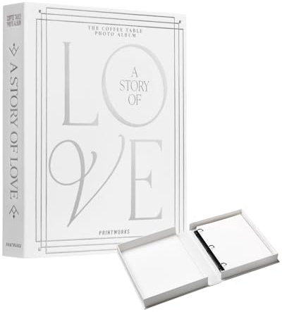 Printworks Wedding Album – A Story of Love – White & Silver Coffee Table Book with 30 Pages – Large Album for 4x6 Photos with Writing Space – Elegant Gift for Couples
